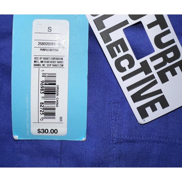 Future Collective Gabriella Purple Button-Down Shirt Small 55%Linen 45%Rayon - Picture 5 of 5